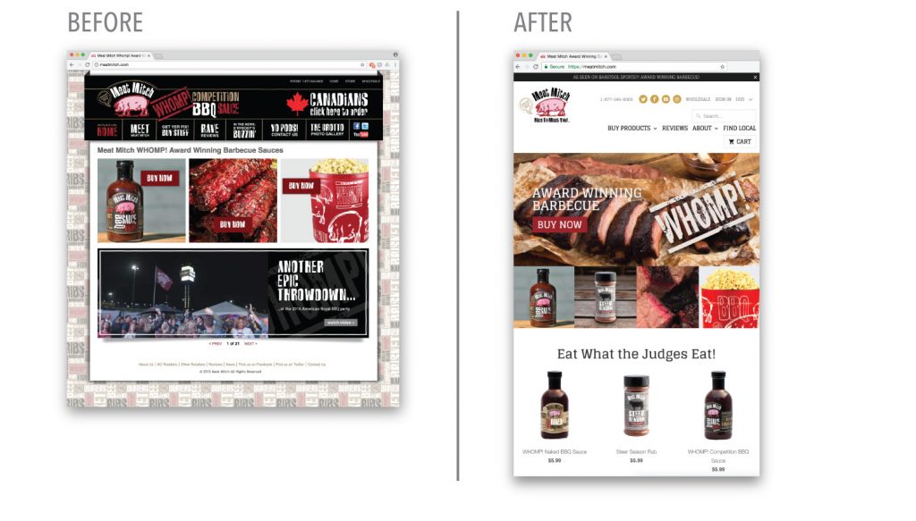 Meat Mitch Website Redesign - Before and After