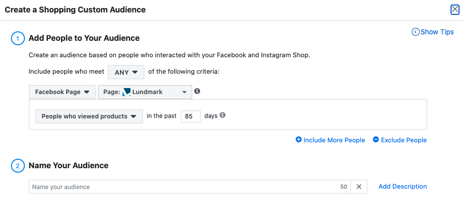 Updates to Facebook Custom Audience - Screen 2