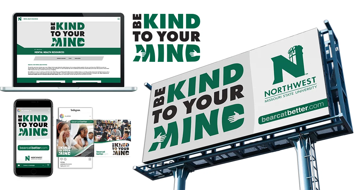 Logo, Web Page, Social media ads: Northwest Missouri State University Mental Health marketing campaign
