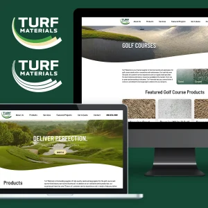 Turf Materials' brand, guiding a new website via a brand style sheet with SEO-rich website content