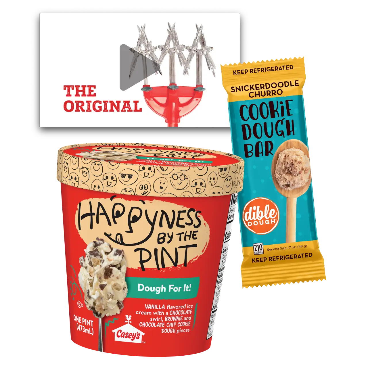 Retail products from Garden Weasel, Dible Dough, and Casey's Happyness by the Pint.