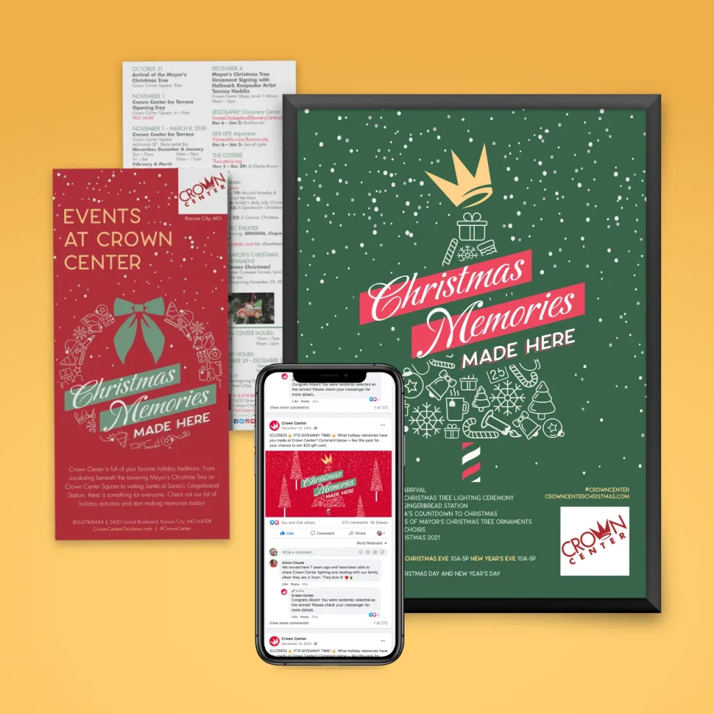 Crown Center Christmas collateral for print and social media.