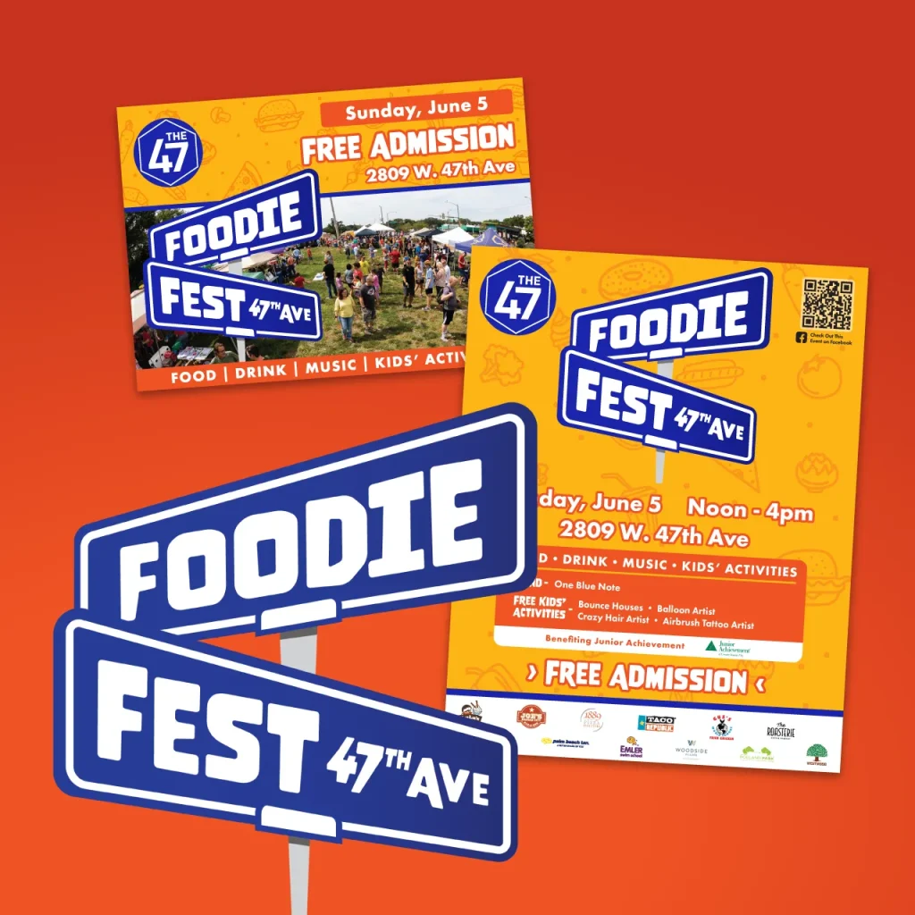 Print collateral and logo design for Foodie Fest.