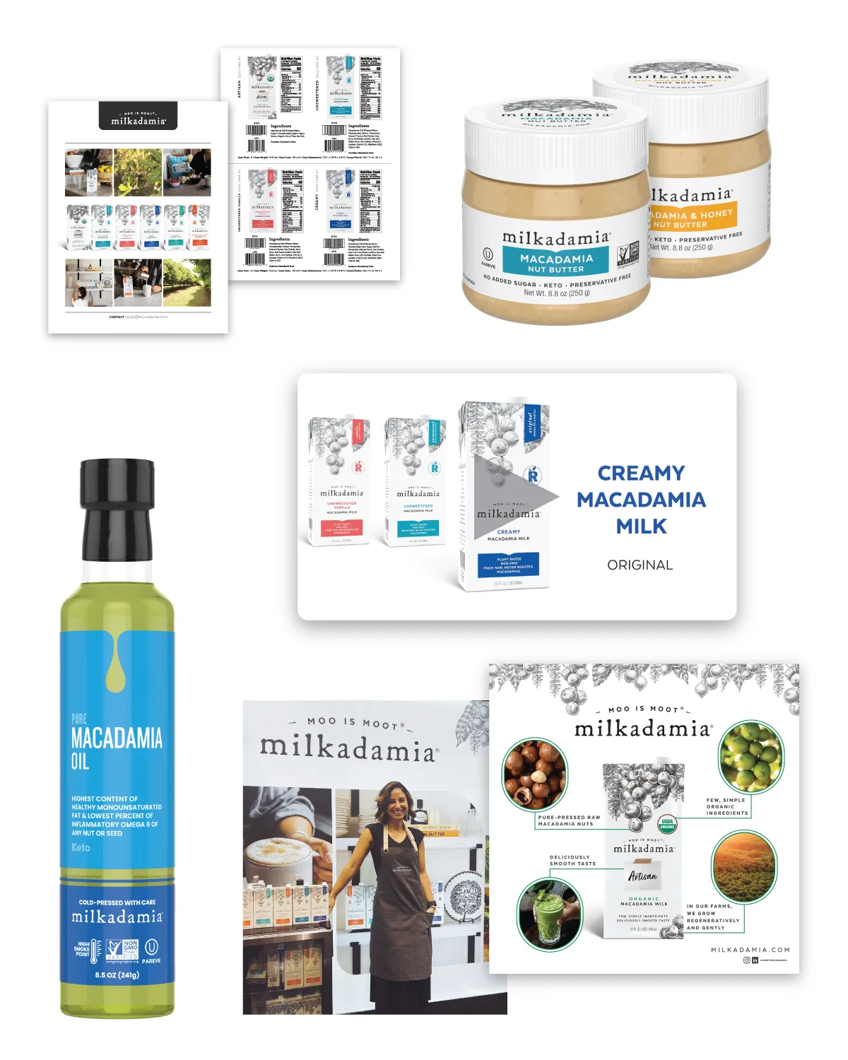 milkadamia products - Consumer Packaged Goods, Product Renderings, Tradeshow Marketing, Video Production, Sales Support and more.