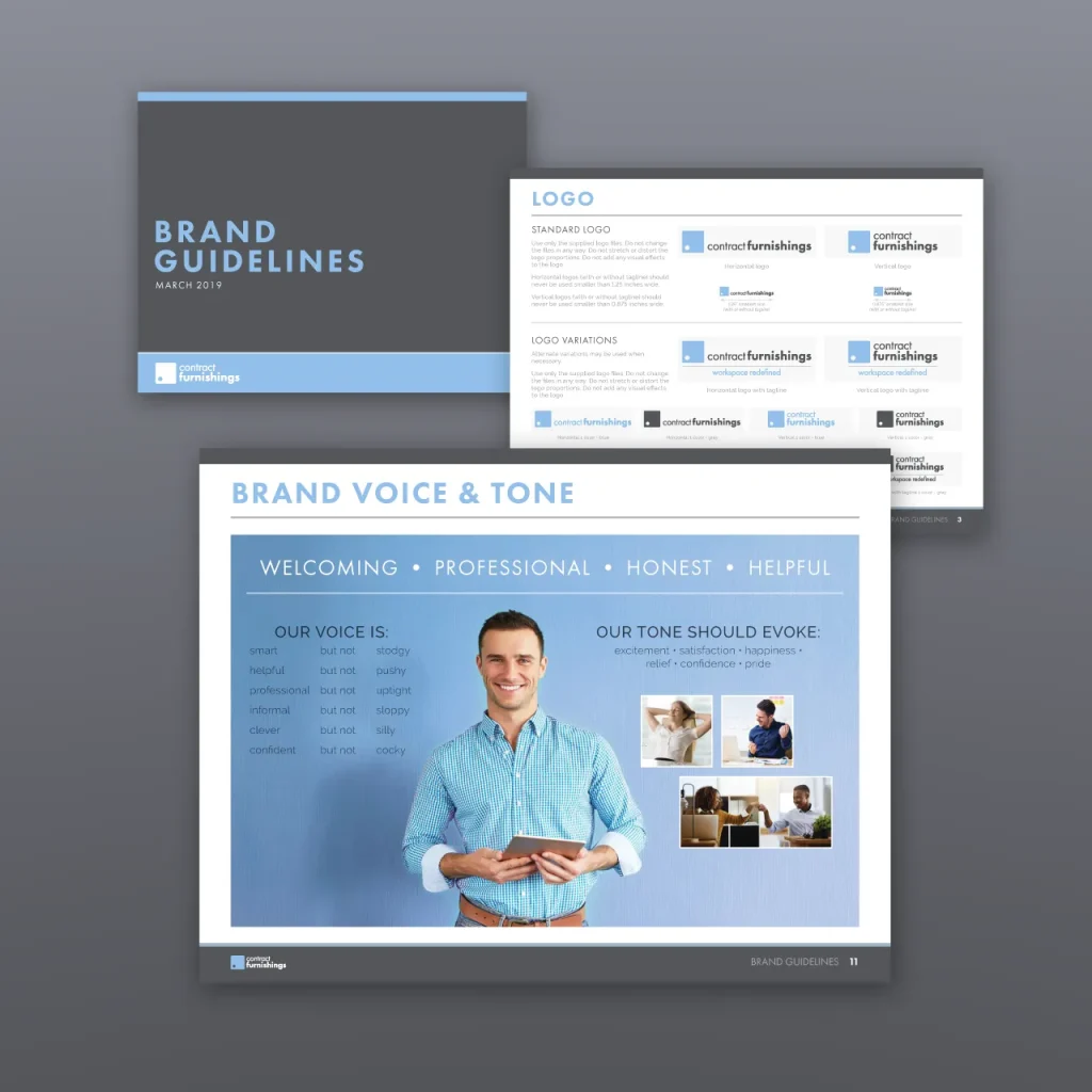 Logos and branding guidance for Contract Furnishings.