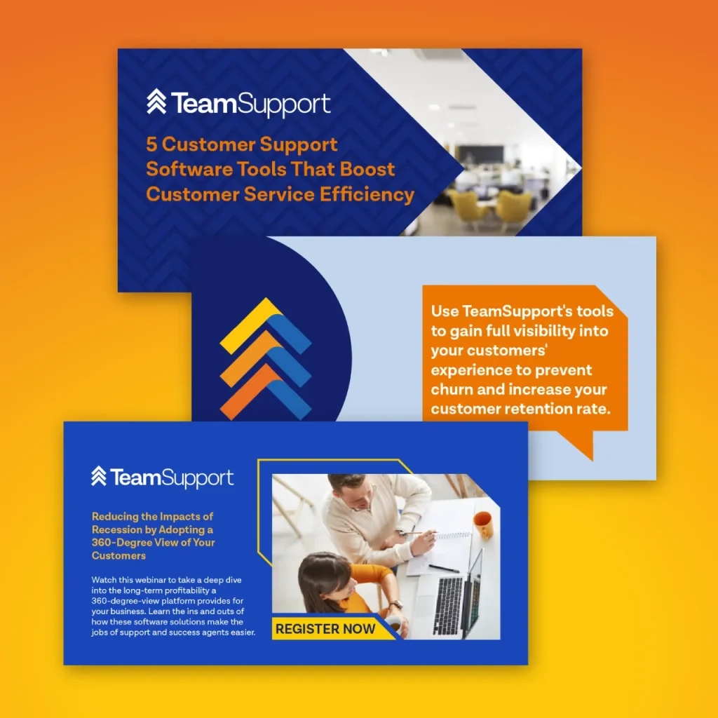 A collage of Team Support social media graphics.