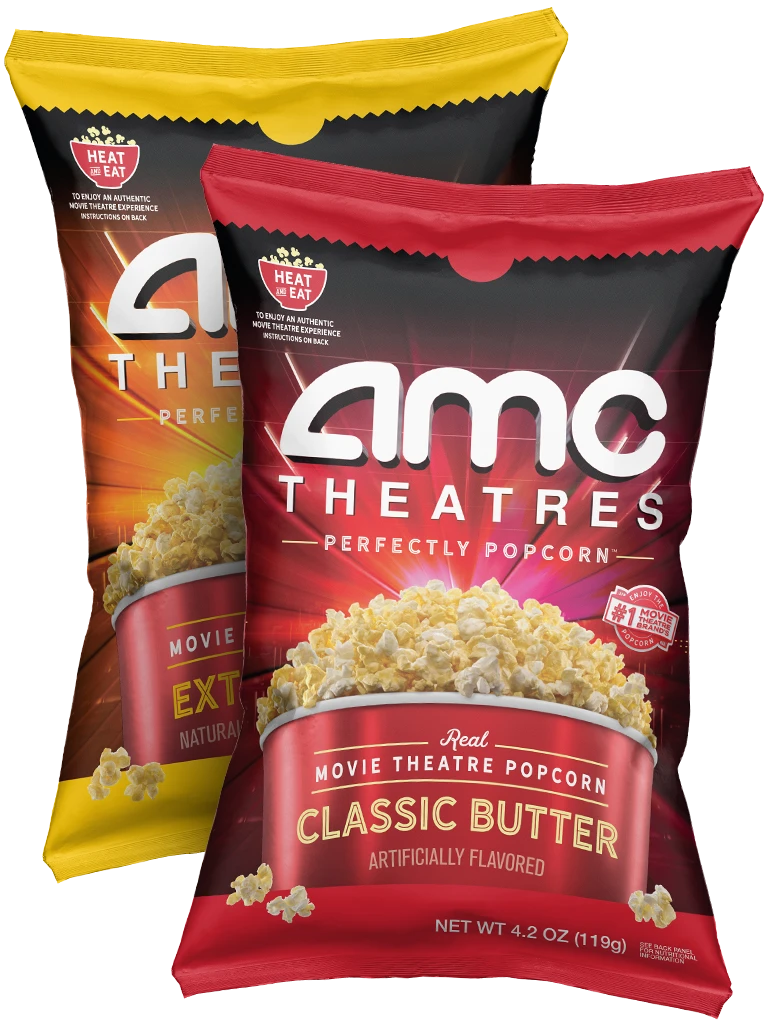 AMC Theatres Perfectly Popcorn ready-to-eat bags.